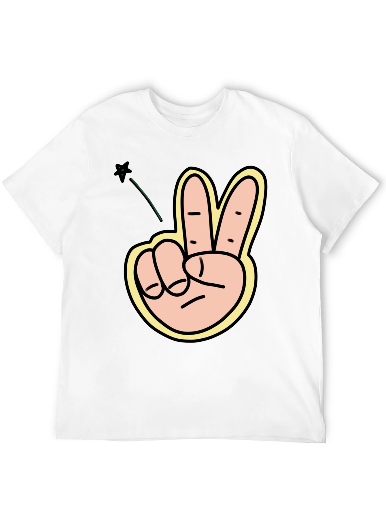 Peace Sign Graphic T-Shirt - Black Crew Neck Tee