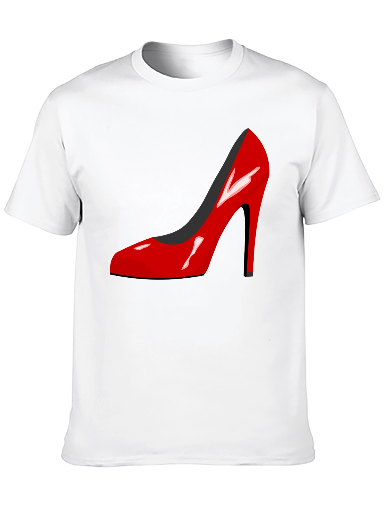 Red High Heel Shoe Graphic Black T-Shirt