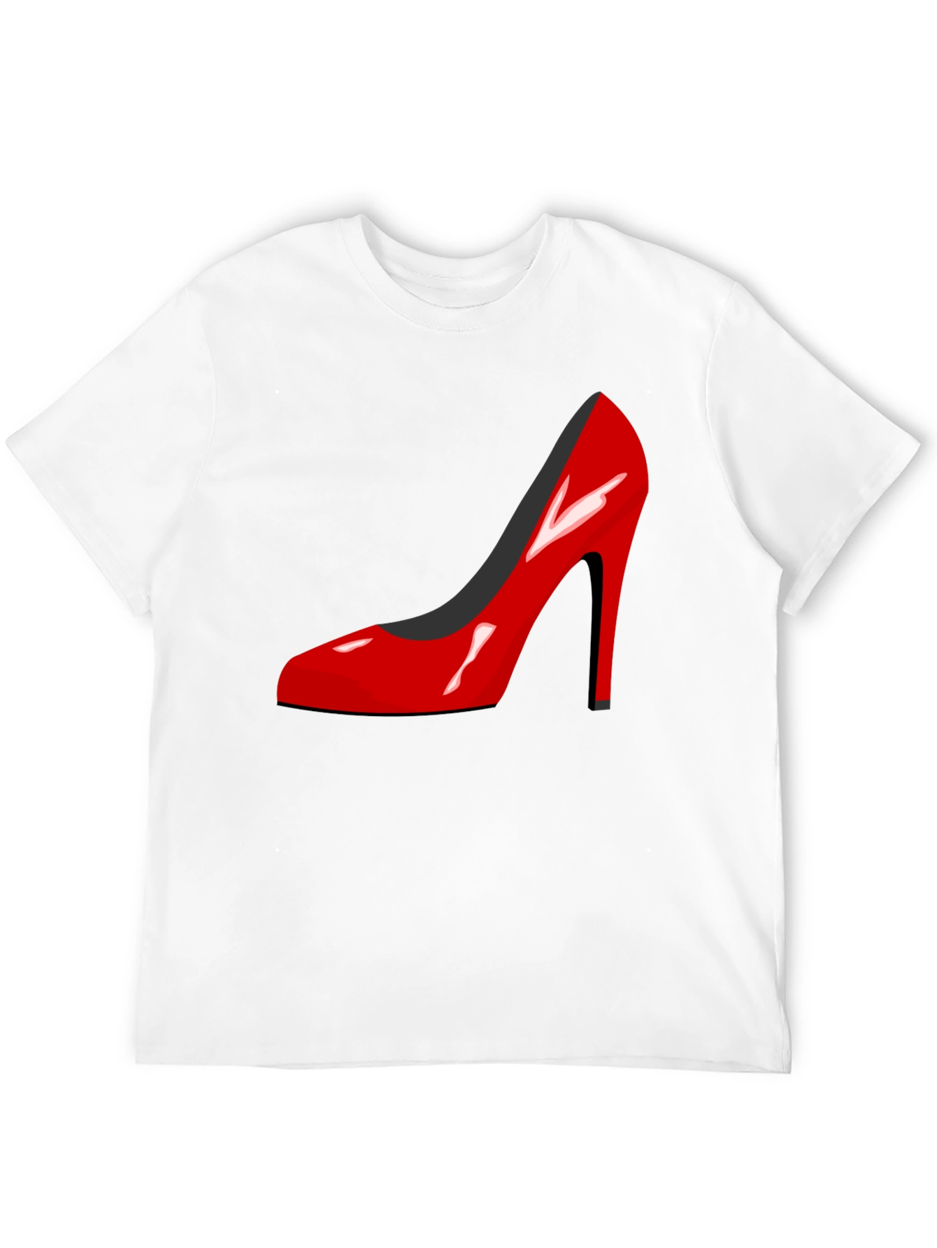 Red High Heel Shoe Graphic Black T-Shirt