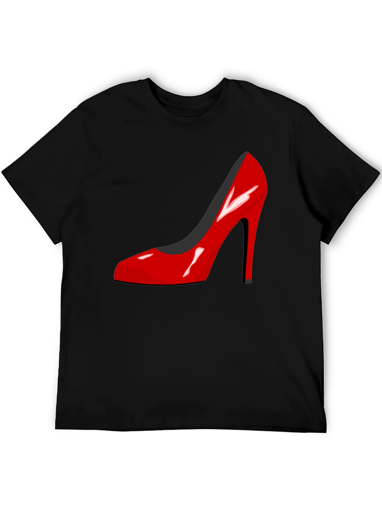 Red High Heel Shoe Graphic Black T-Shirt