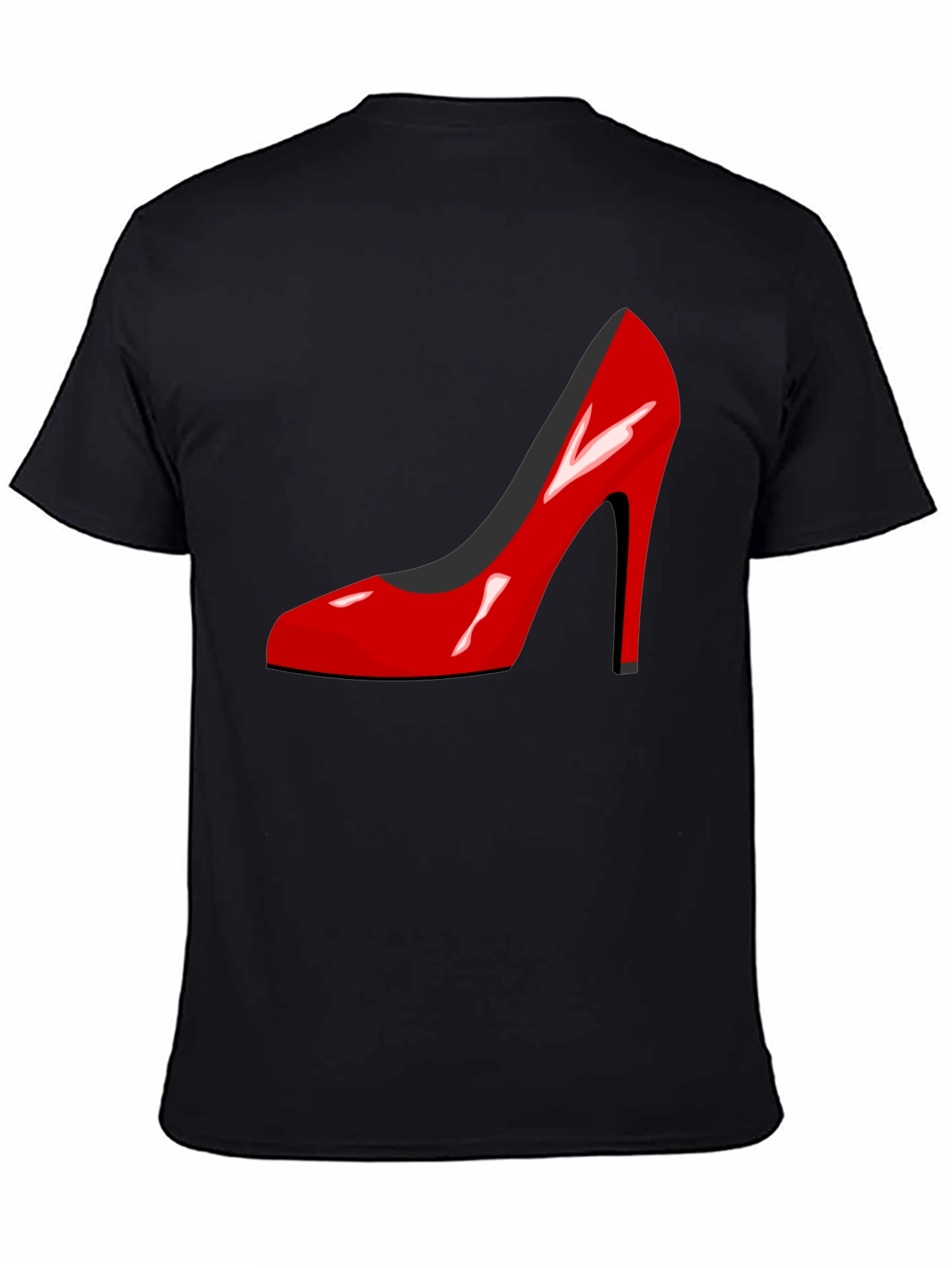 Red High Heel Shoe Graphic Black T-Shirt
