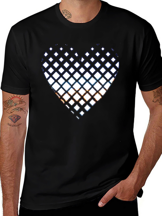 Black T-Shirt with Heart Graphic Design
