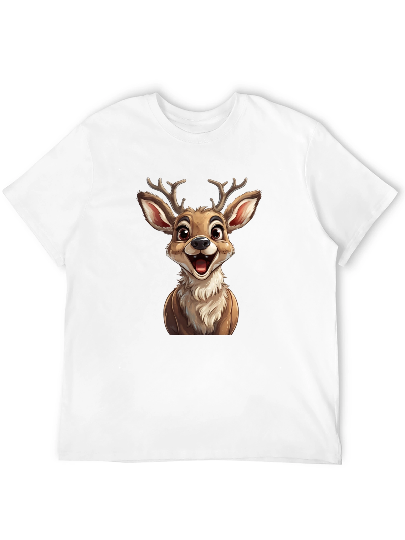 Cute Cartoon Deer Graphic T-Shirt - Black