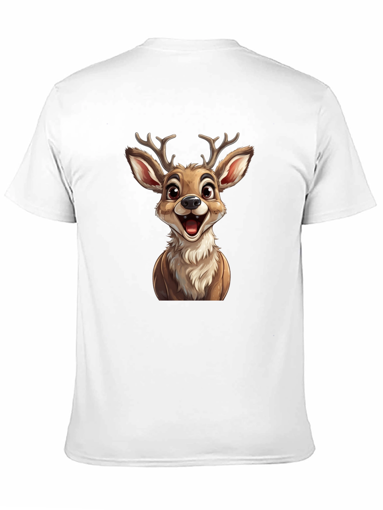 Cute Cartoon Deer Graphic T-Shirt - Black