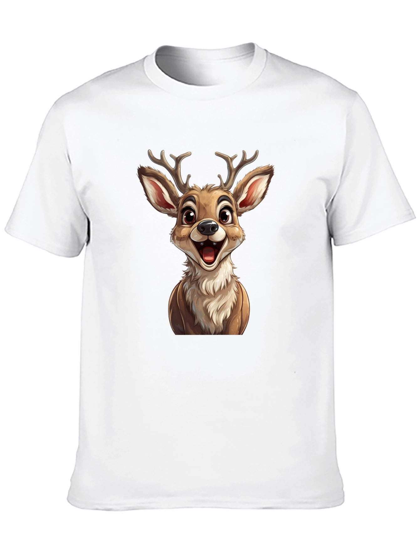 Cute Cartoon Deer Graphic T-Shirt - Black