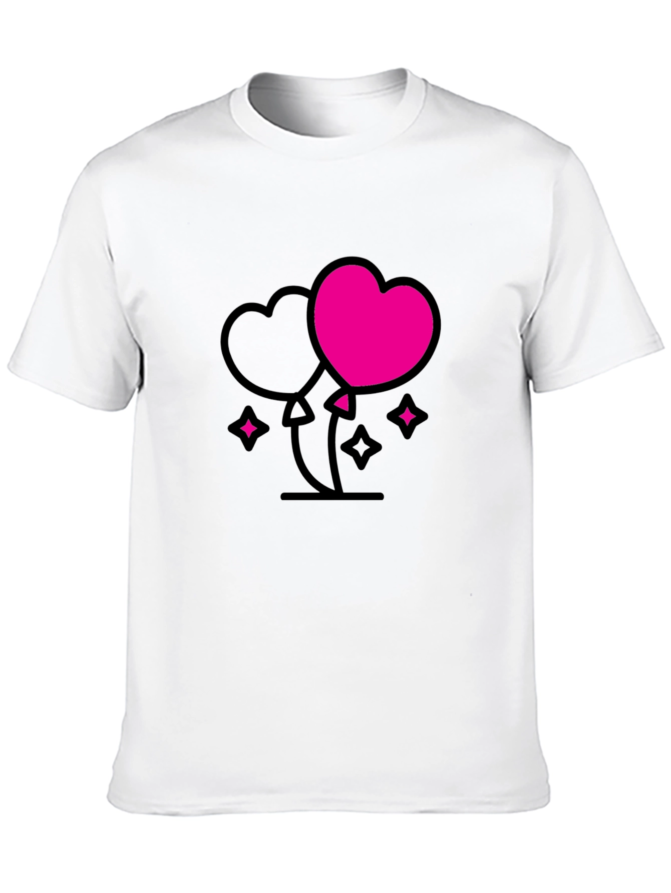 Heart Balloons Graphic Tee - Black Casual Shirt