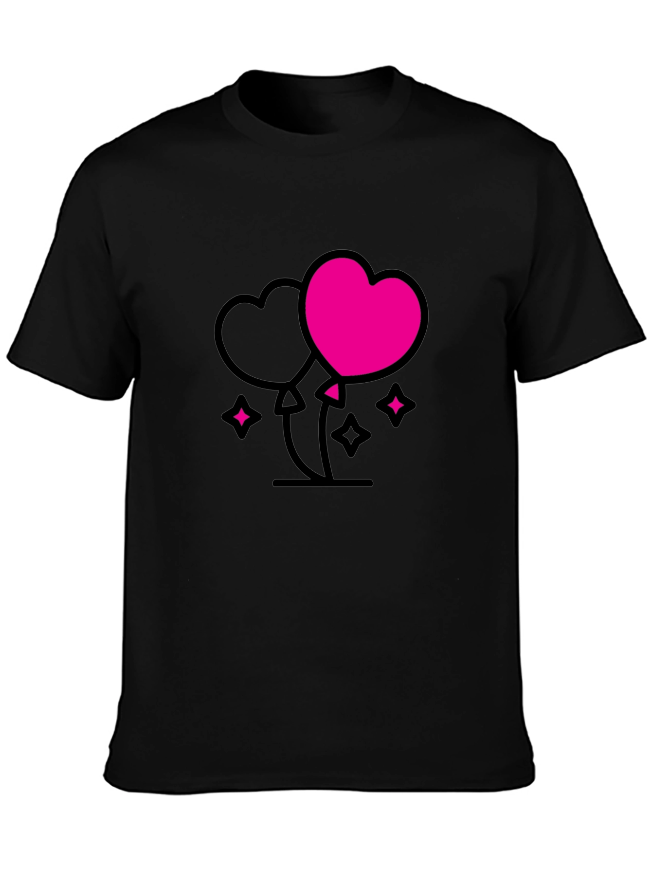 Heart Balloons Graphic Tee - Black Casual Shirt
