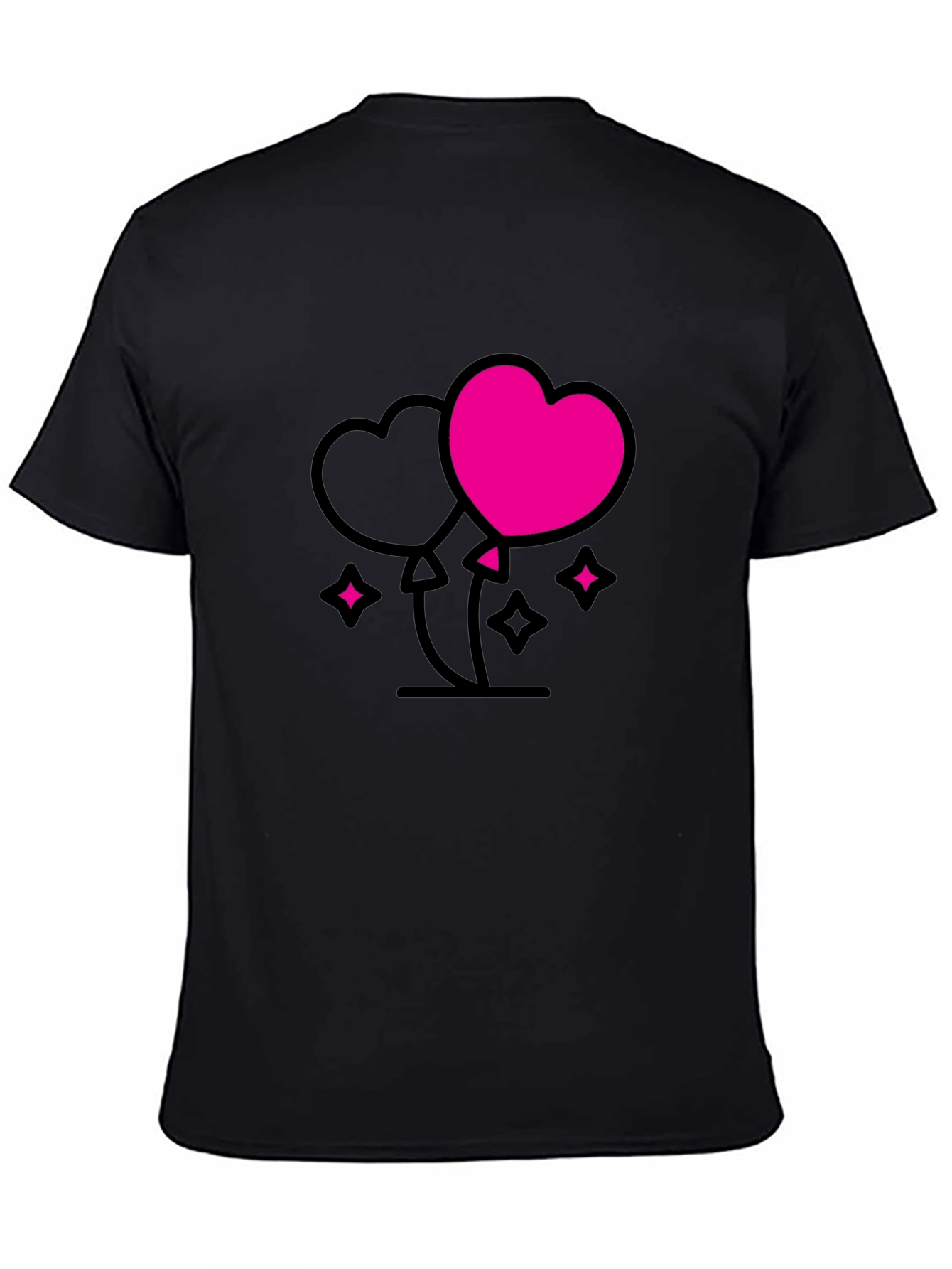 Heart Balloons Graphic Tee - Black Casual Shirt