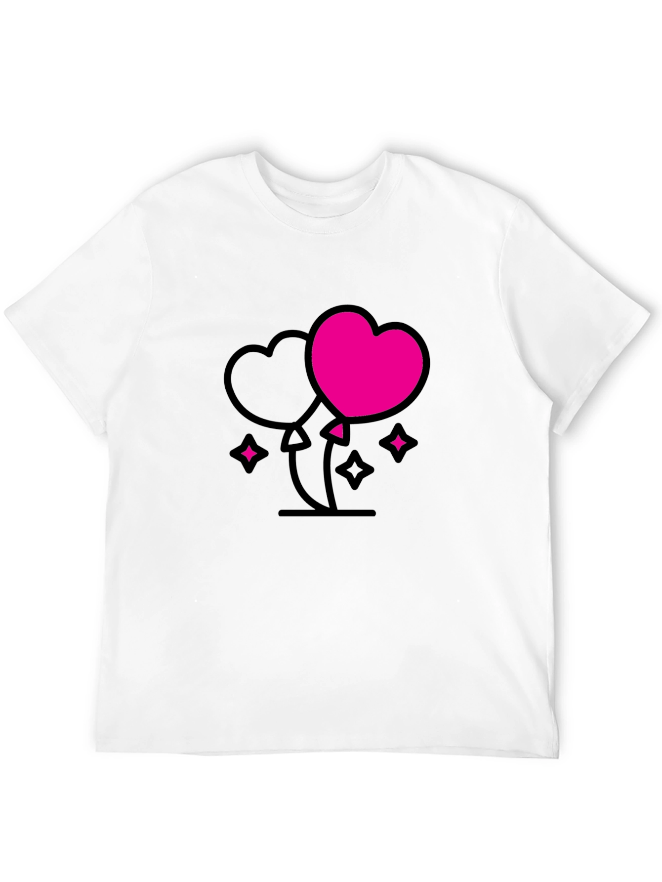 Heart Balloons Graphic Tee - Black Casual Shirt