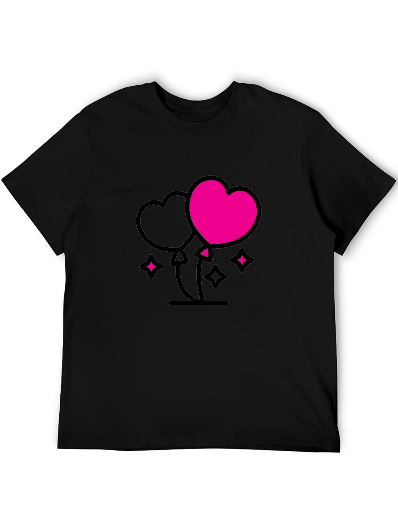Heart Balloons Graphic Tee - Black Casual Shirt