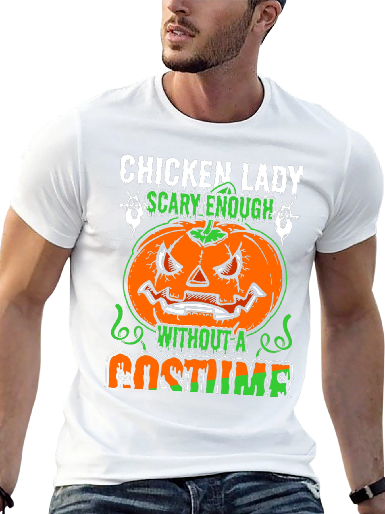 Chicken Lady Halloween Scary Enough Costume T-Shirt