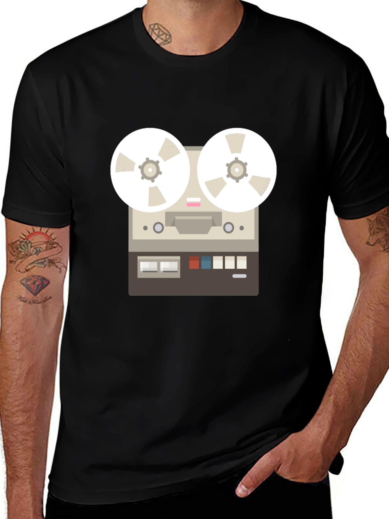 Retro Reel-to-Reel Tape Recorder Graphic Tee