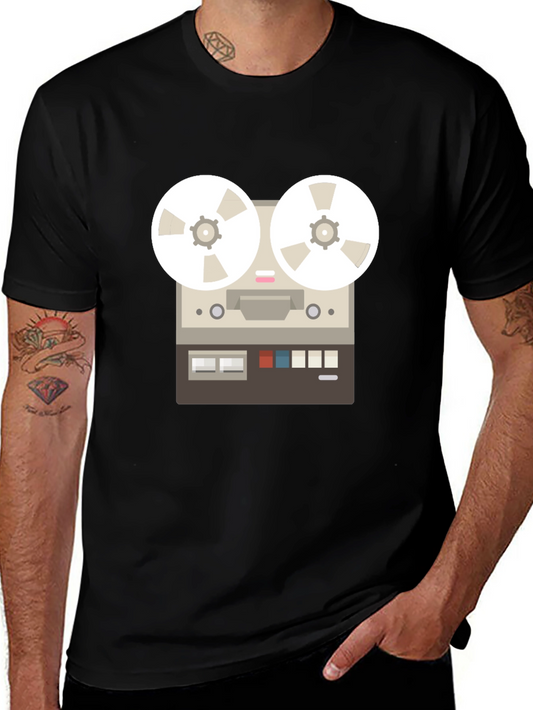 Retro Reel-to-Reel Tape Recorder Graphic Tee