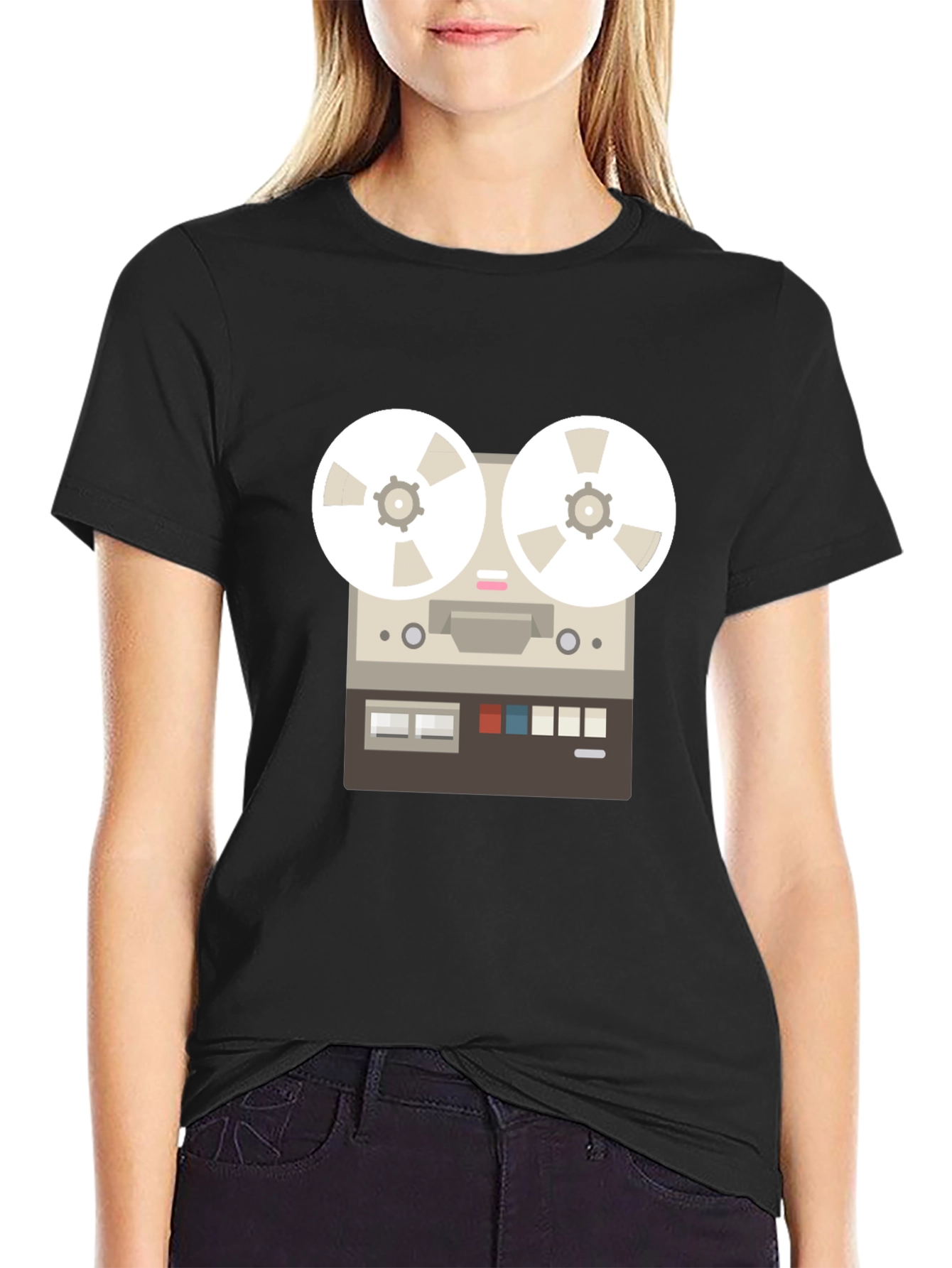 Retro Reel-to-Reel Tape Recorder Graphic Tee