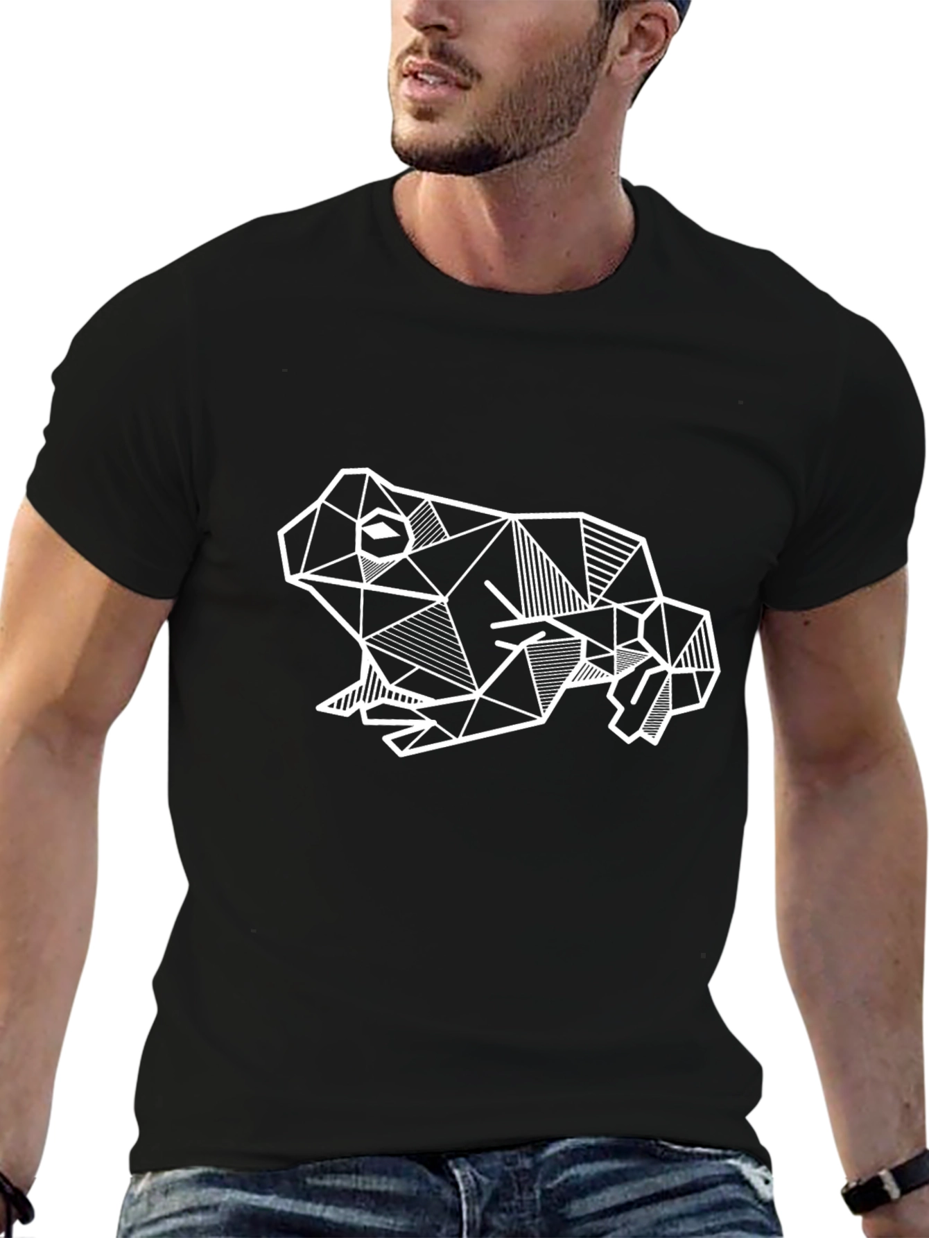 Geometric Frog Graphic Tee - Black