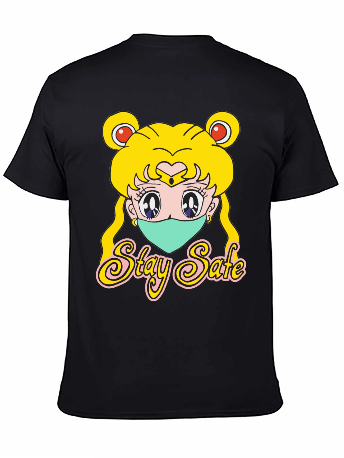 Sailor Moon Stay Safe Black T-Shirt