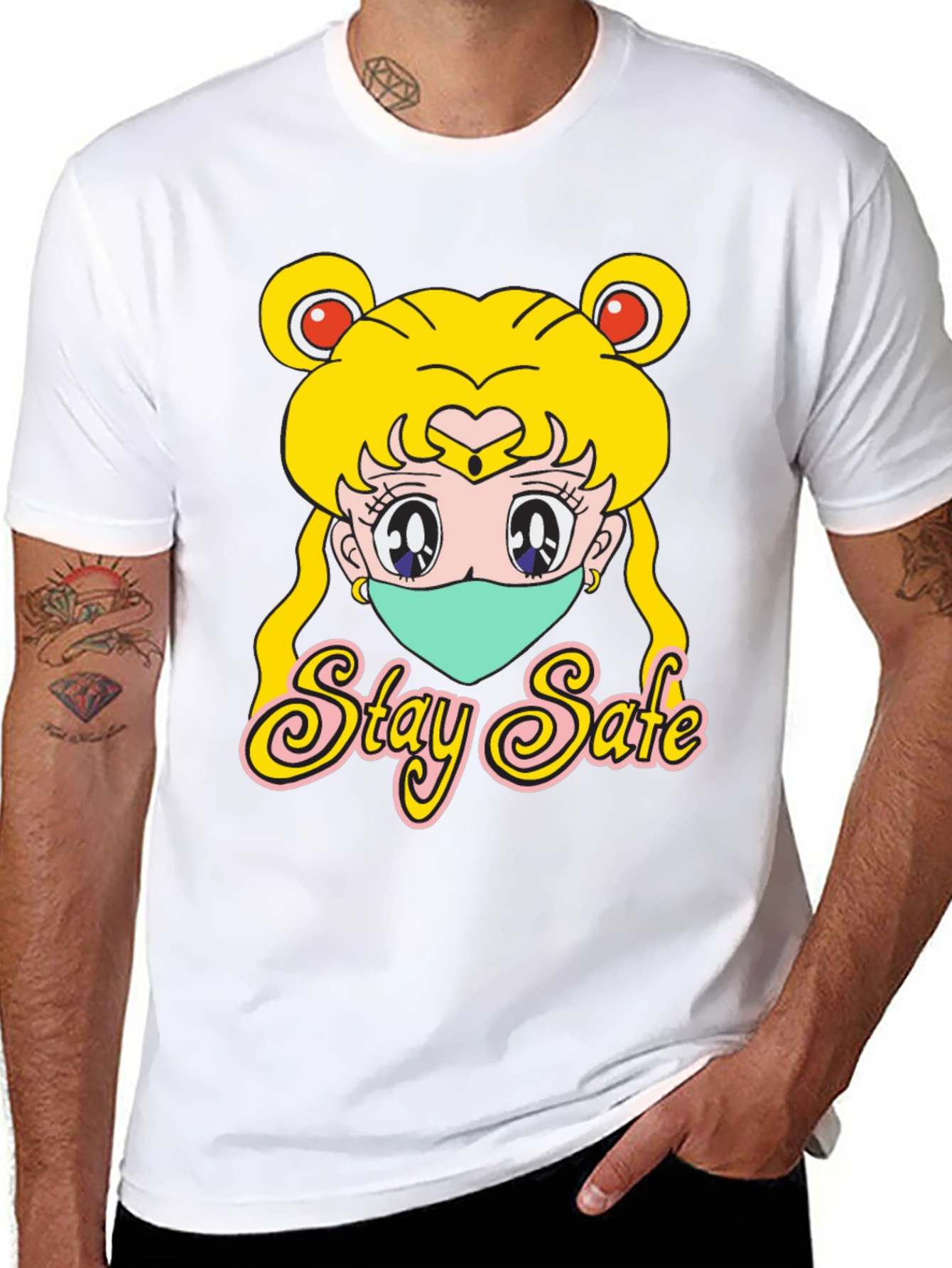 Sailor Moon Stay Safe Black T-Shirt