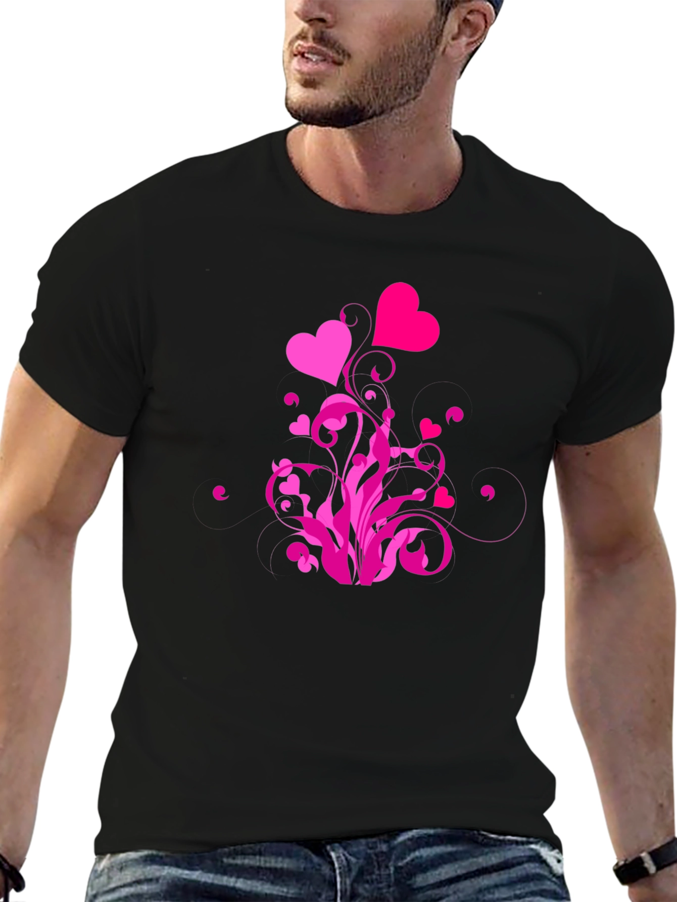 Heart Swirl Graphic Tee - Black Casual Shirt