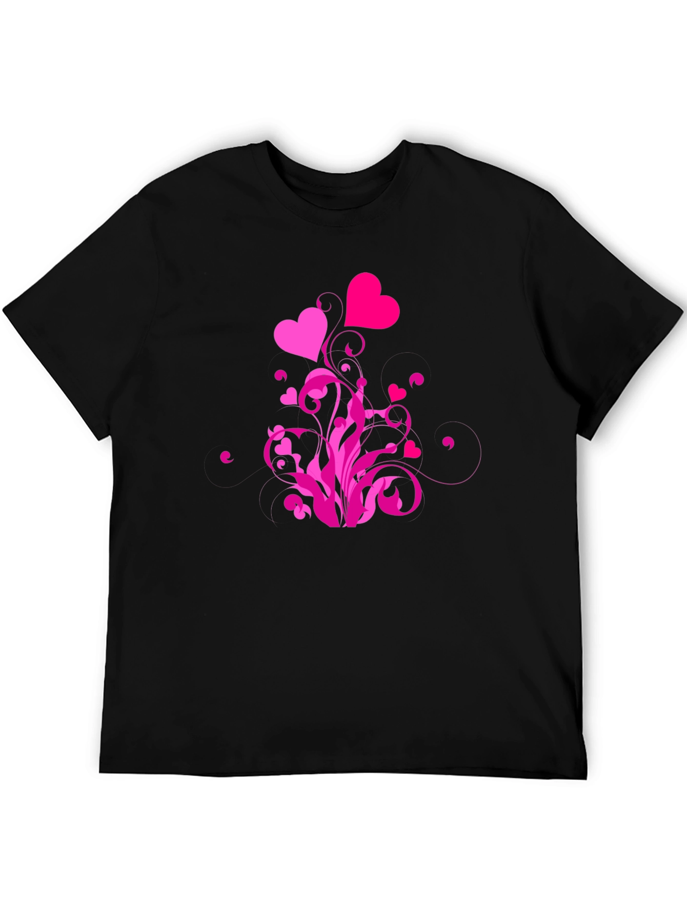 Heart Swirl Graphic Tee - Black Casual Shirt