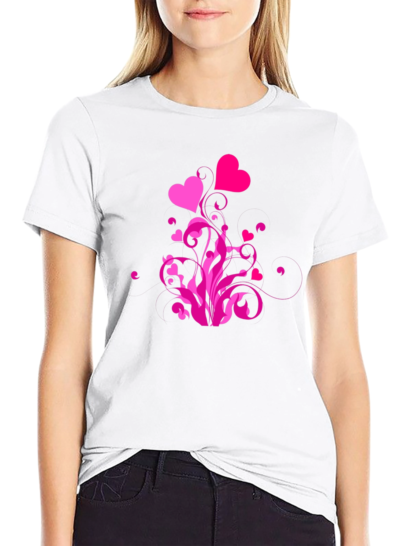 Heart Swirl Graphic Tee - Black Casual Shirt