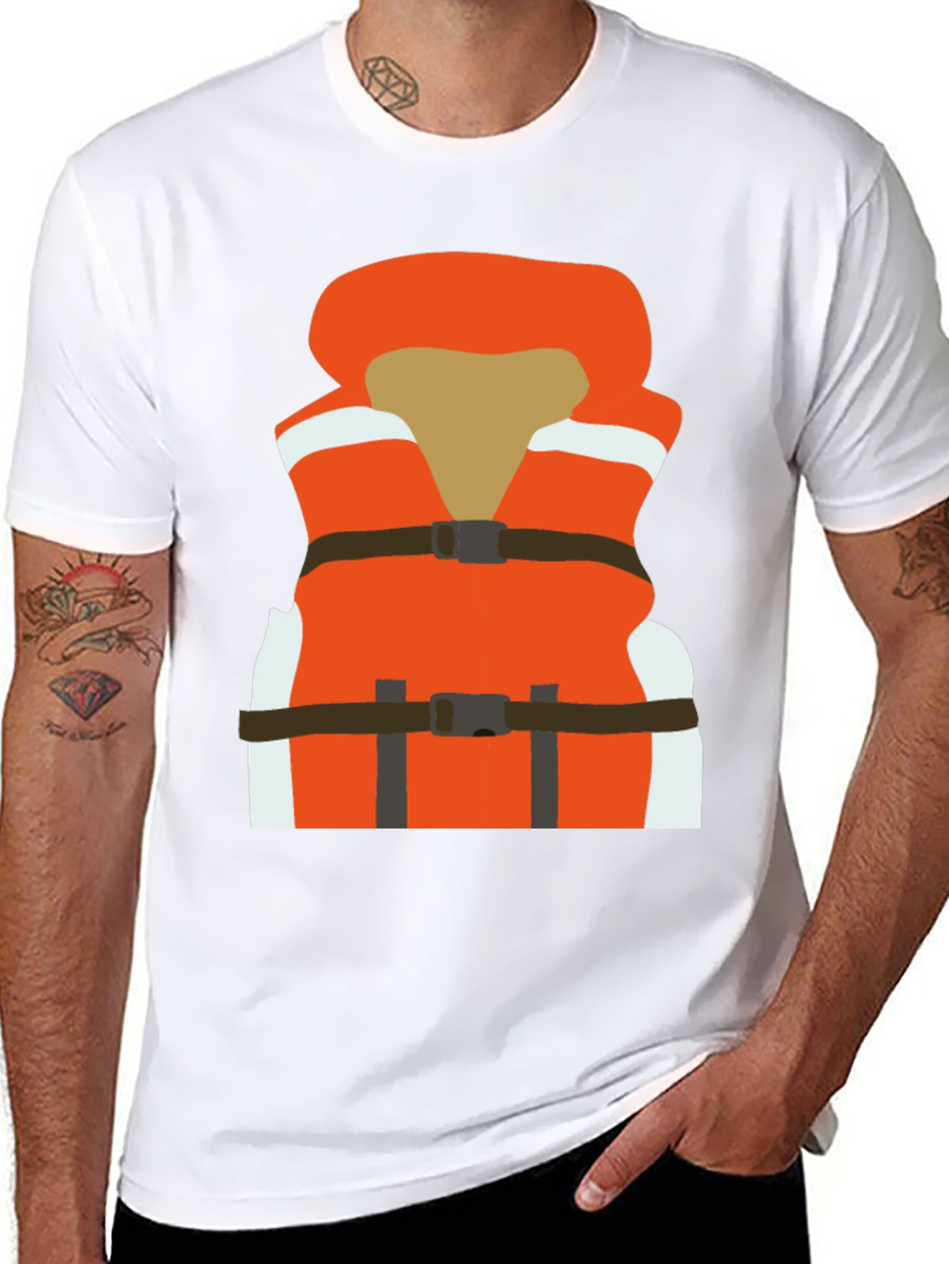 Life Vest Graphic Tee - Black Cotton T-Shirt