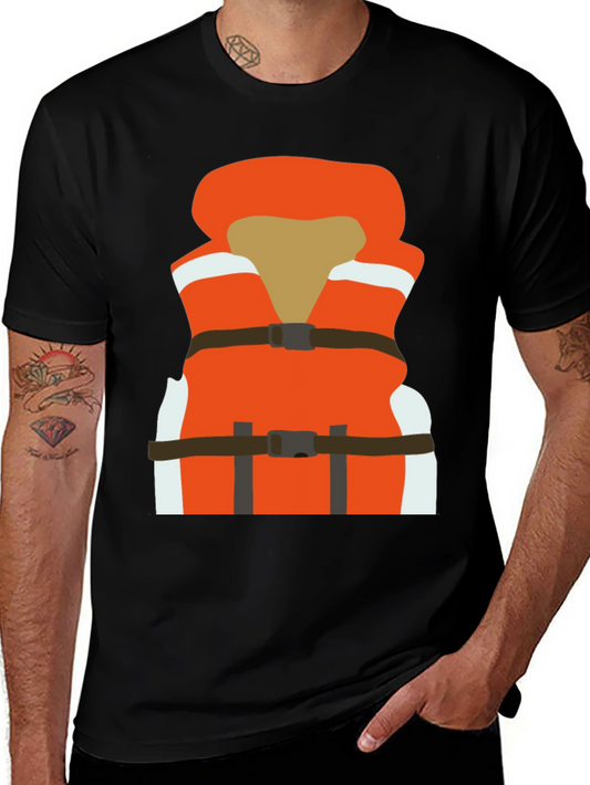 Life Vest Graphic Tee - Black Cotton T-Shirt