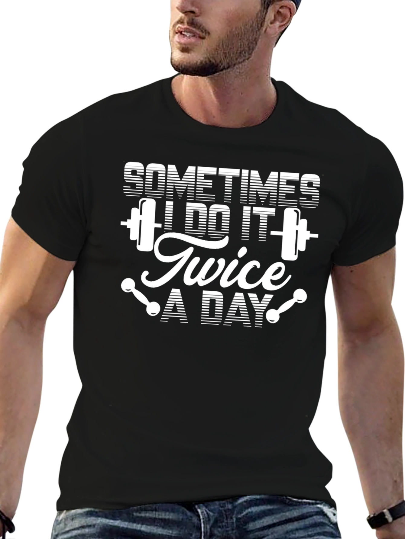 Sometimes I Do It Twice A Day Black T-Shirt