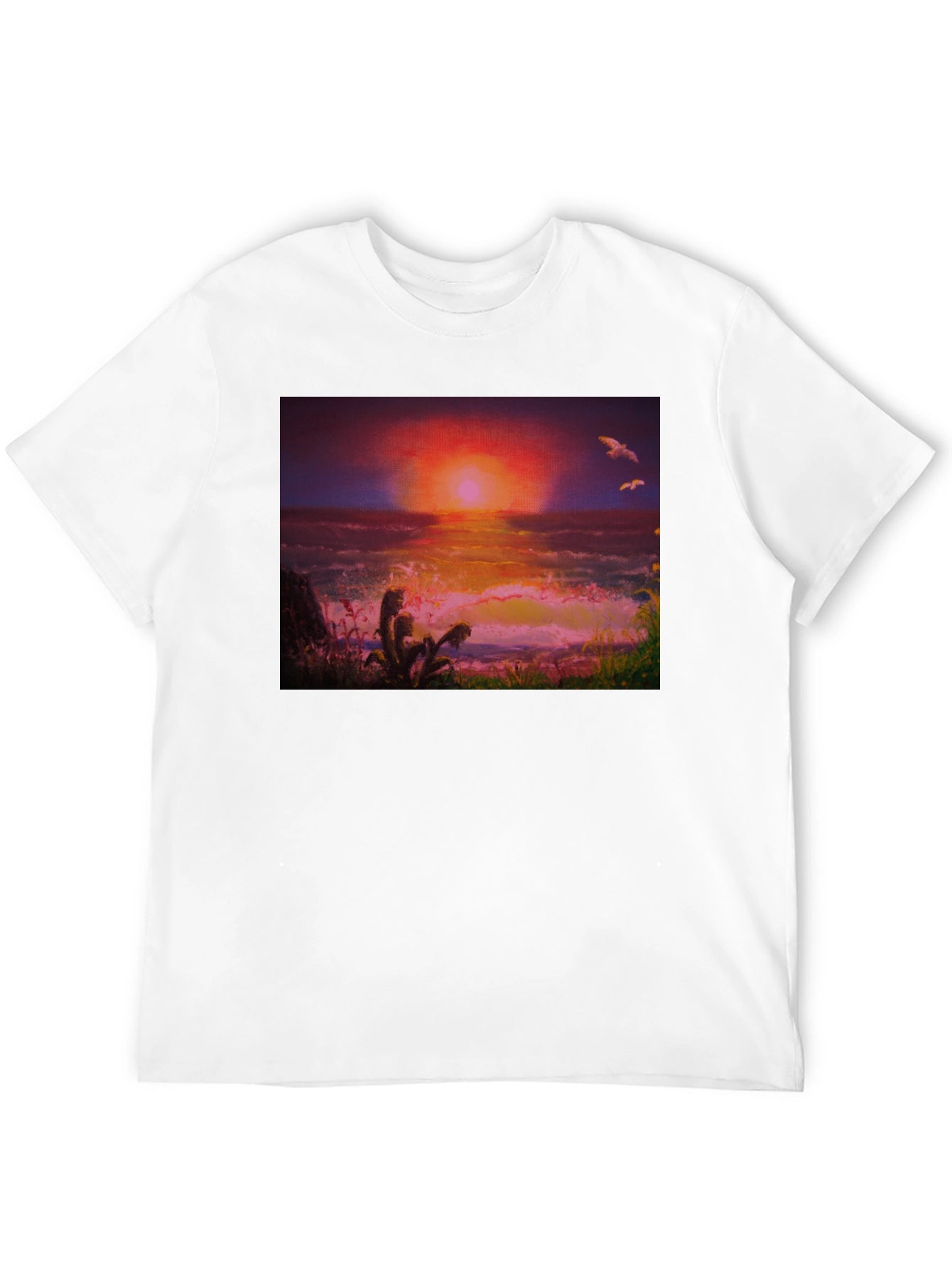 Sunset Ocean Graphic Tee - Premium Cotton Blend