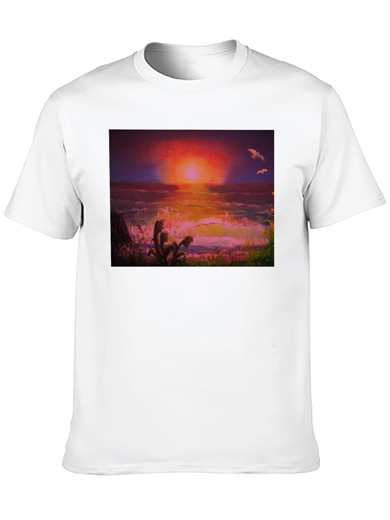 Sunset Ocean Graphic Tee - Premium Cotton Blend