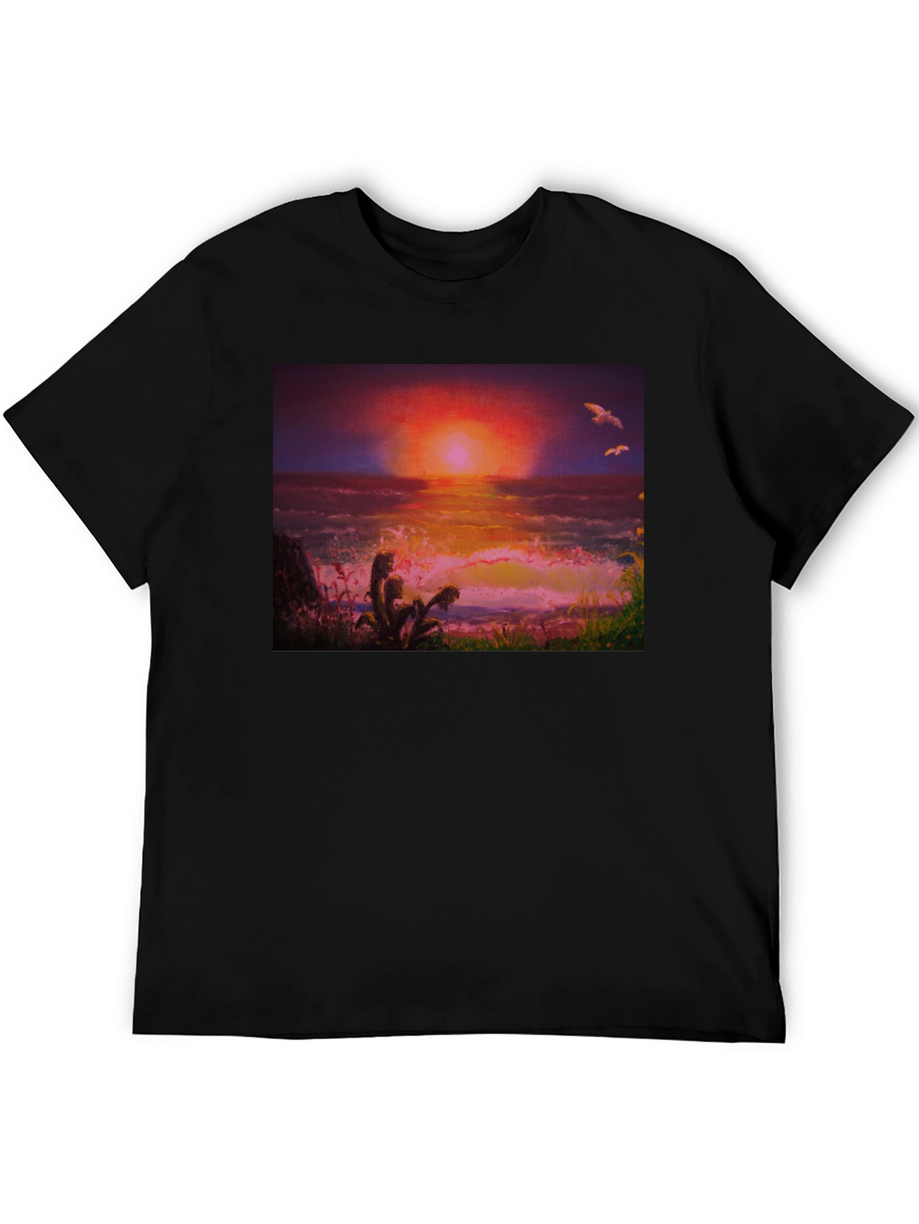 Sunset Ocean Graphic Tee - Premium Cotton Blend