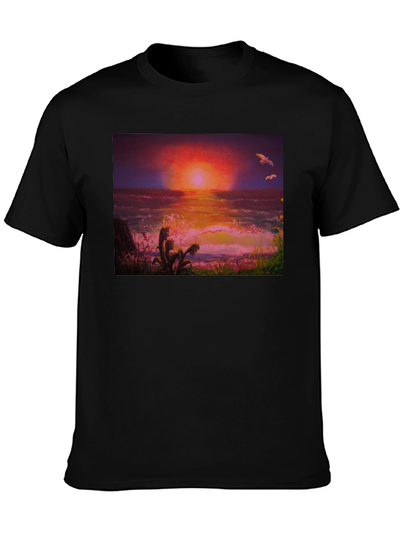 Sunset Ocean Graphic Tee - Premium Cotton Blend