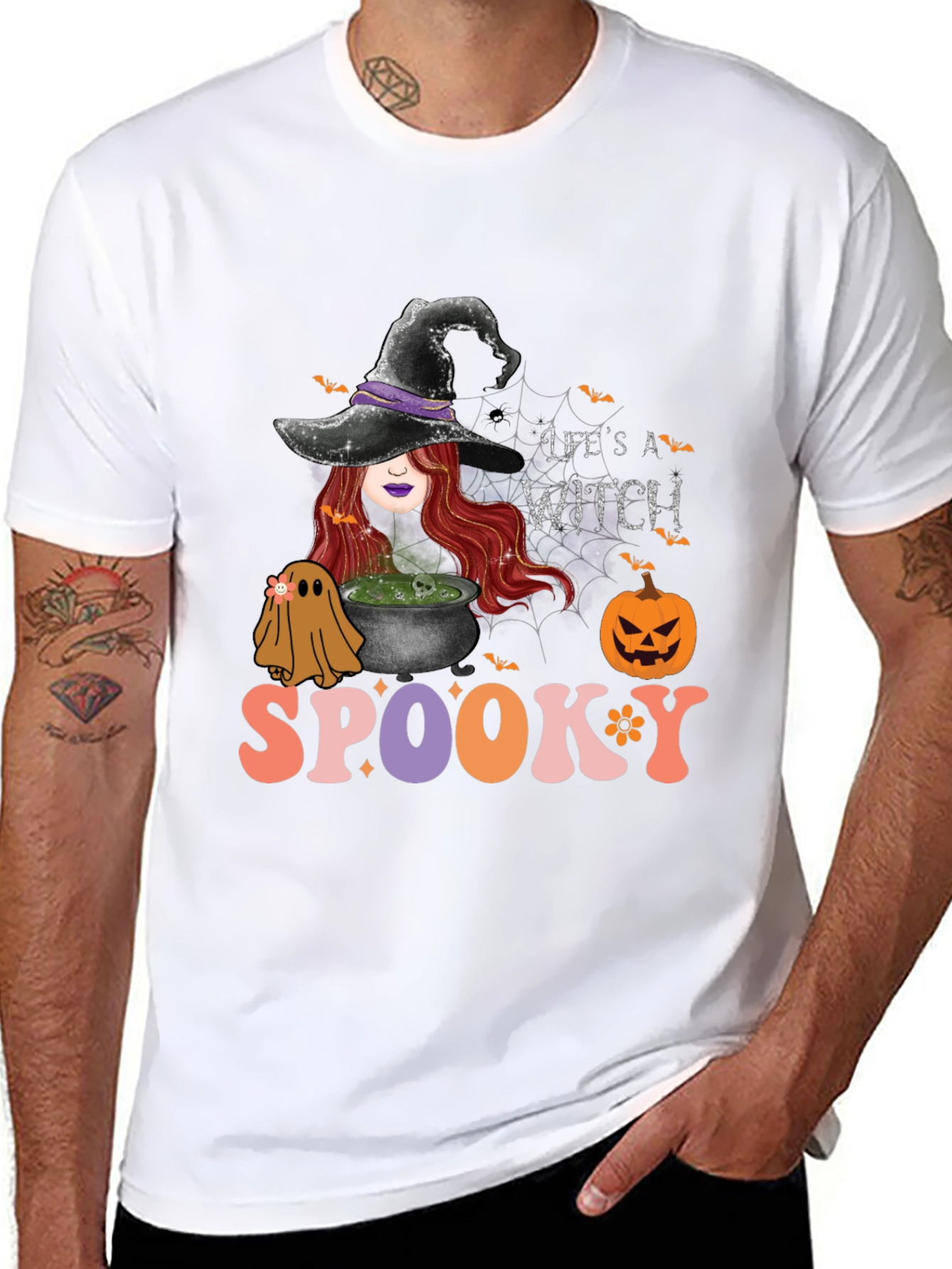 Lifes A Witch Spooky Halloween Graphic T-Shirt
