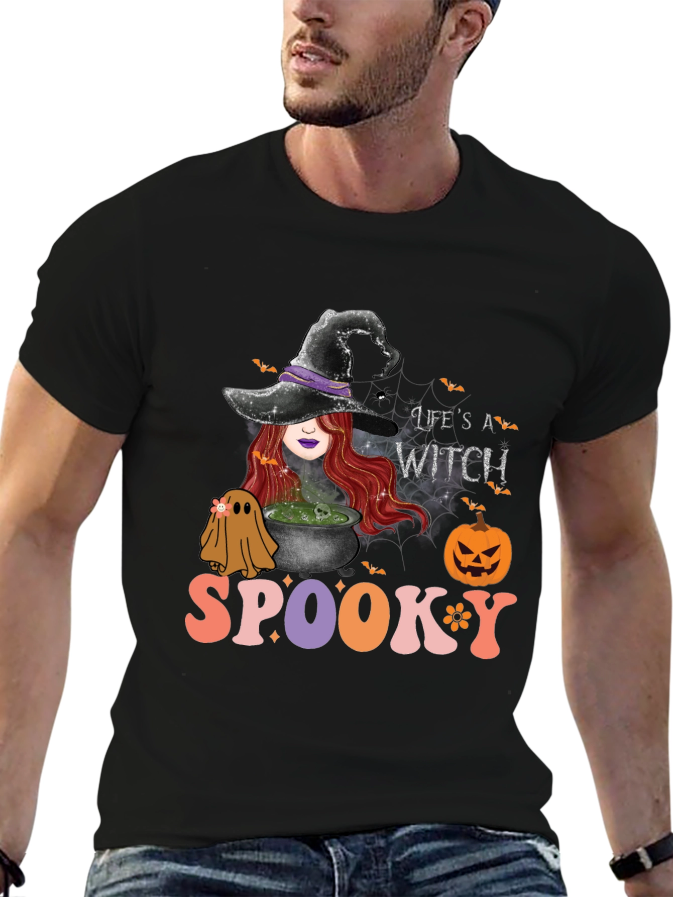 Lifes A Witch Spooky Halloween Graphic T-Shirt