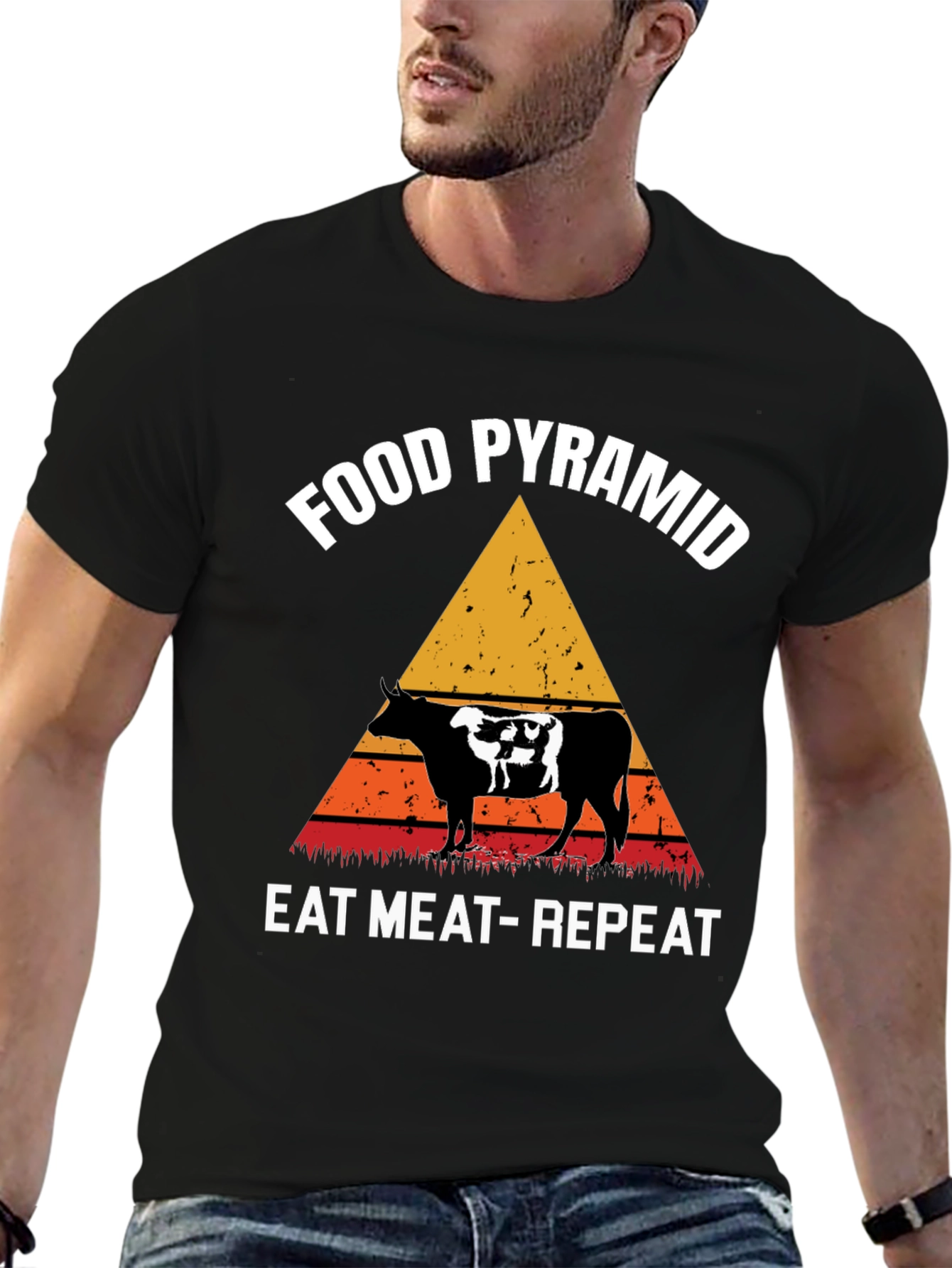 Food Pyramid Eat Meat Repeat Graphic Tee