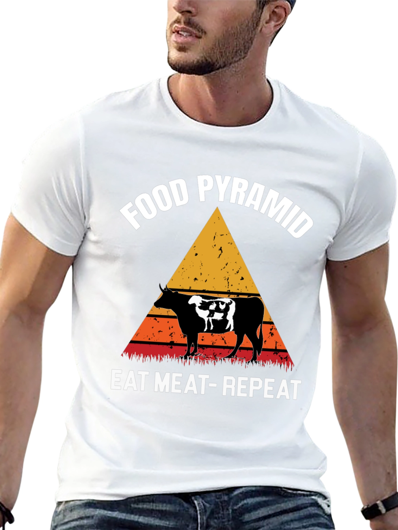 Food Pyramid Eat Meat Repeat Graphic Tee
