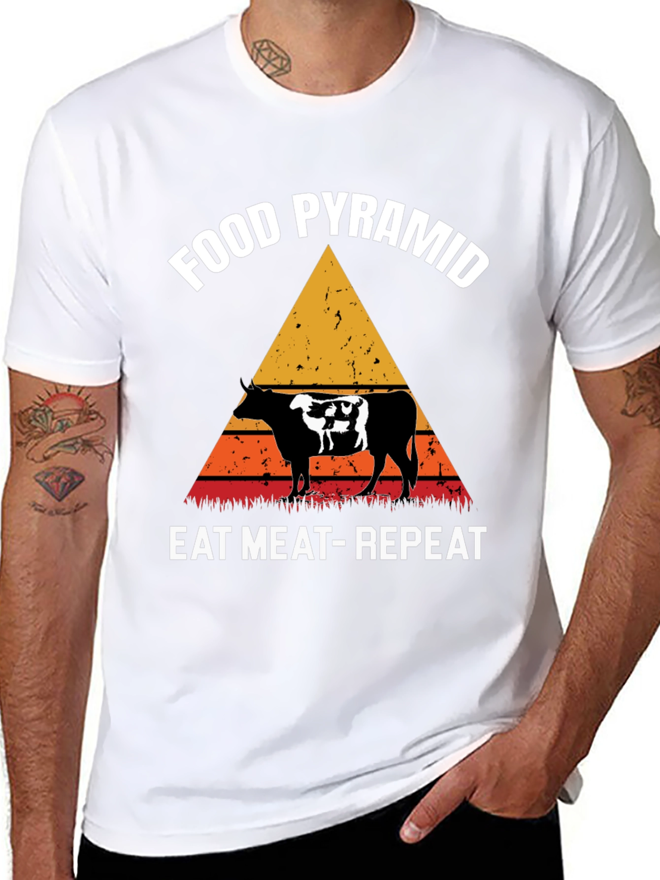 Food Pyramid Eat Meat Repeat Graphic Tee