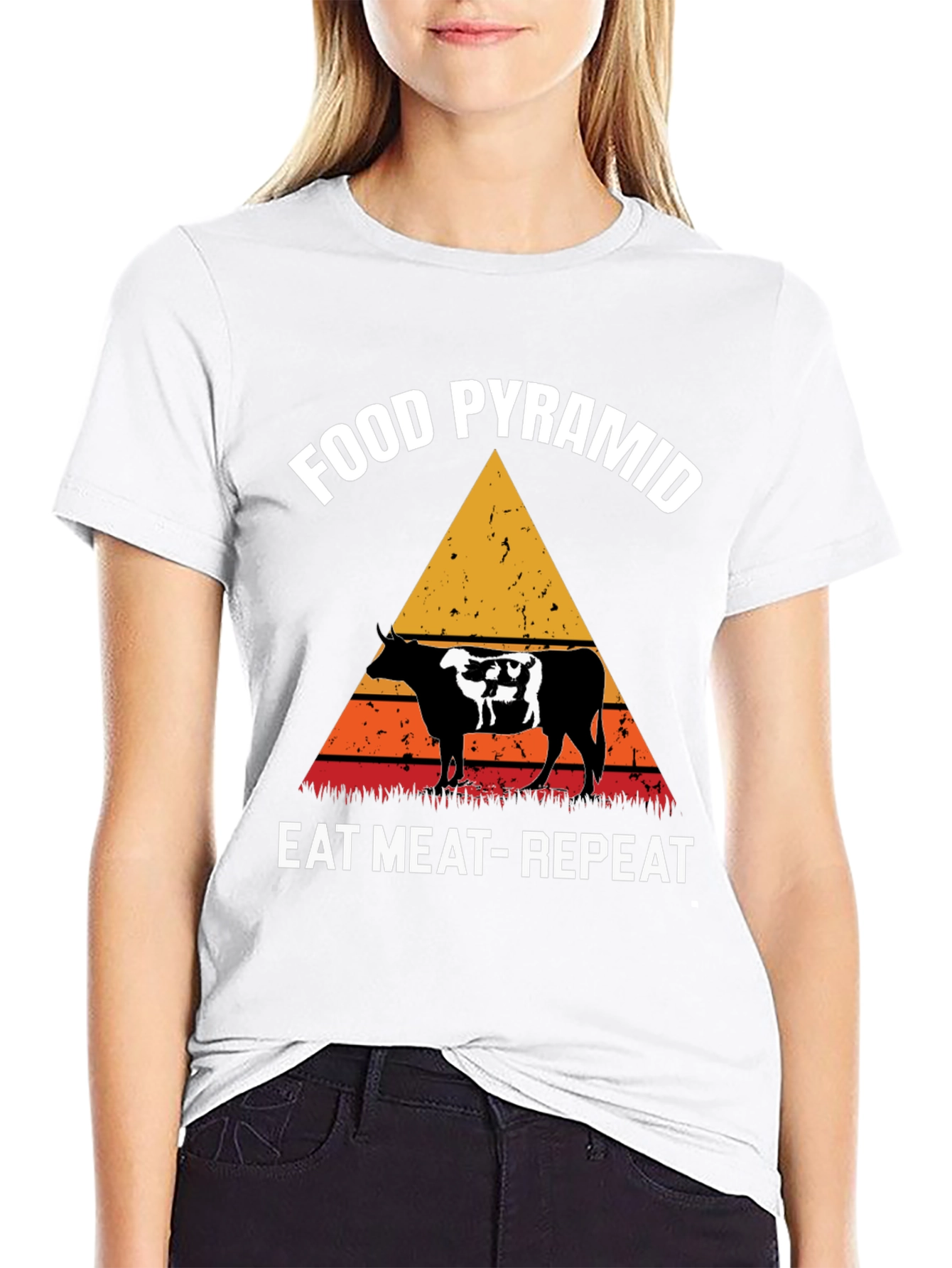 Food Pyramid Eat Meat Repeat Graphic Tee