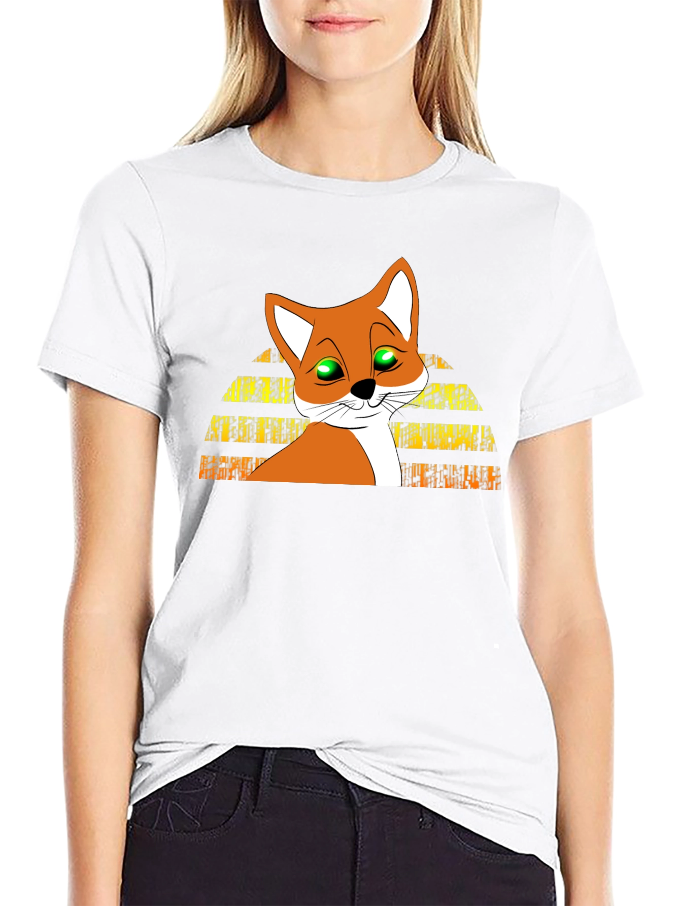 Cartoon Fox Graphic Tee - Mens Black T-Shirt
