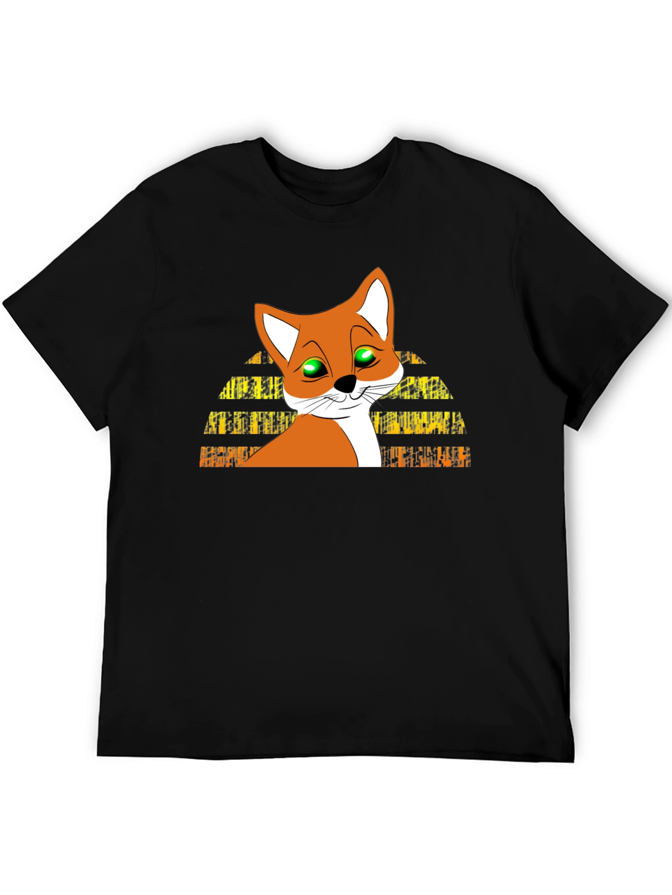 Cartoon Fox Graphic Tee - Mens Black T-Shirt