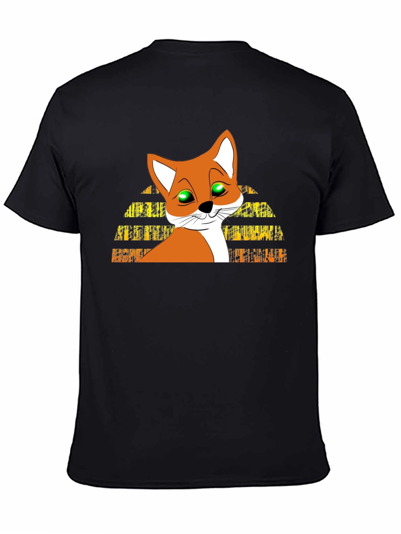 Cartoon Fox Graphic Tee - Mens Black T-Shirt