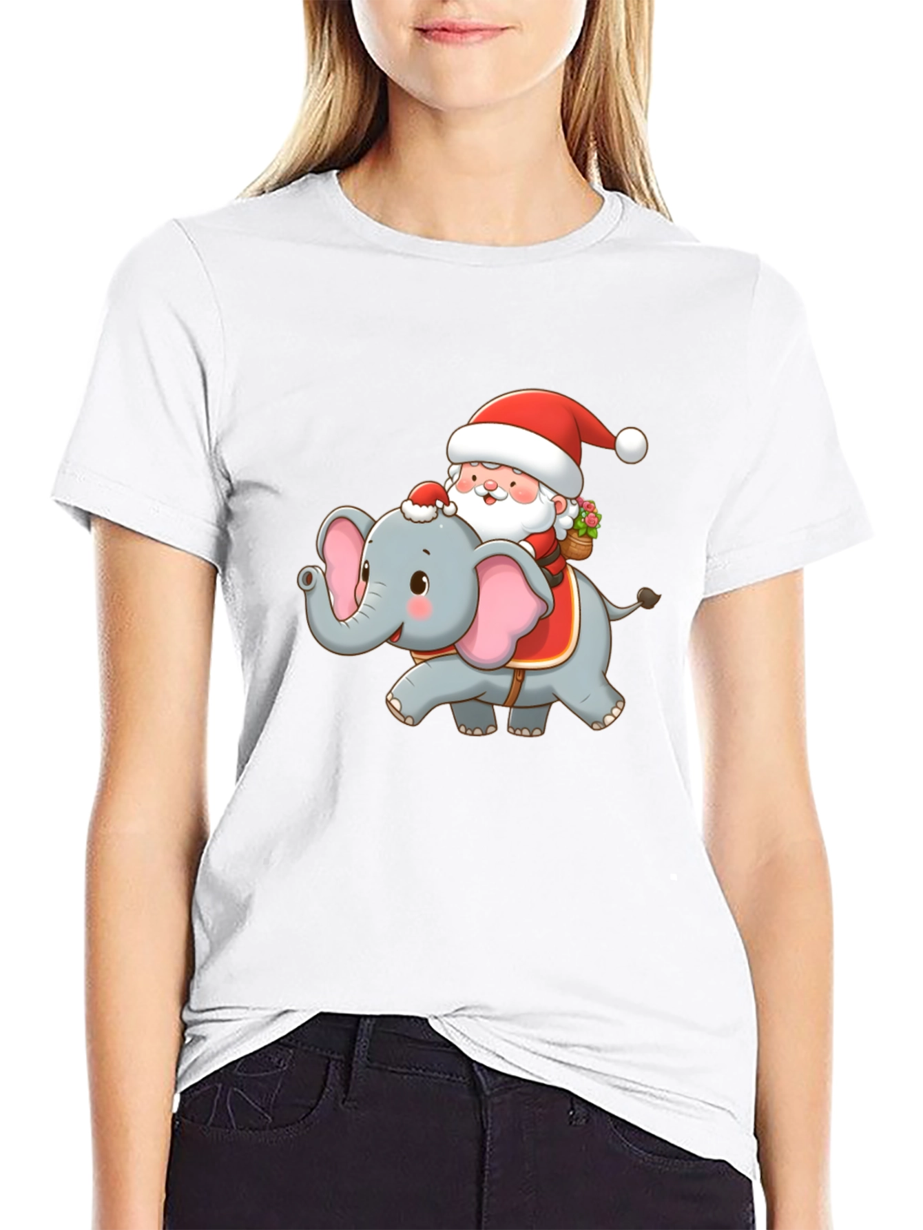 Santa Riding Elephant Graphic Tee