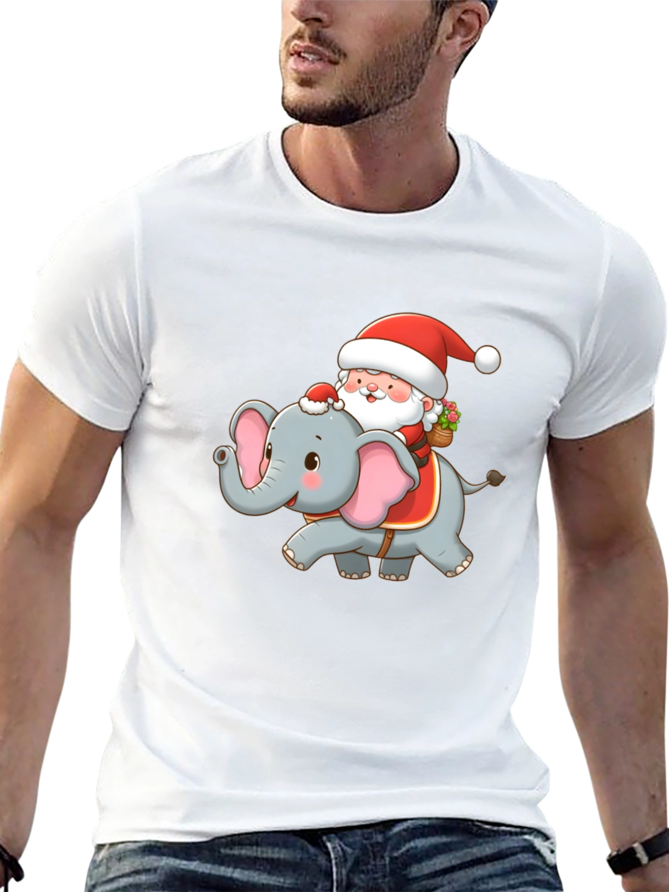 Santa Riding Elephant Graphic Tee