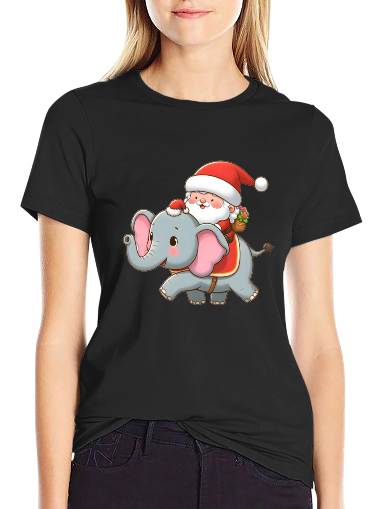 Santa Riding Elephant Graphic Tee