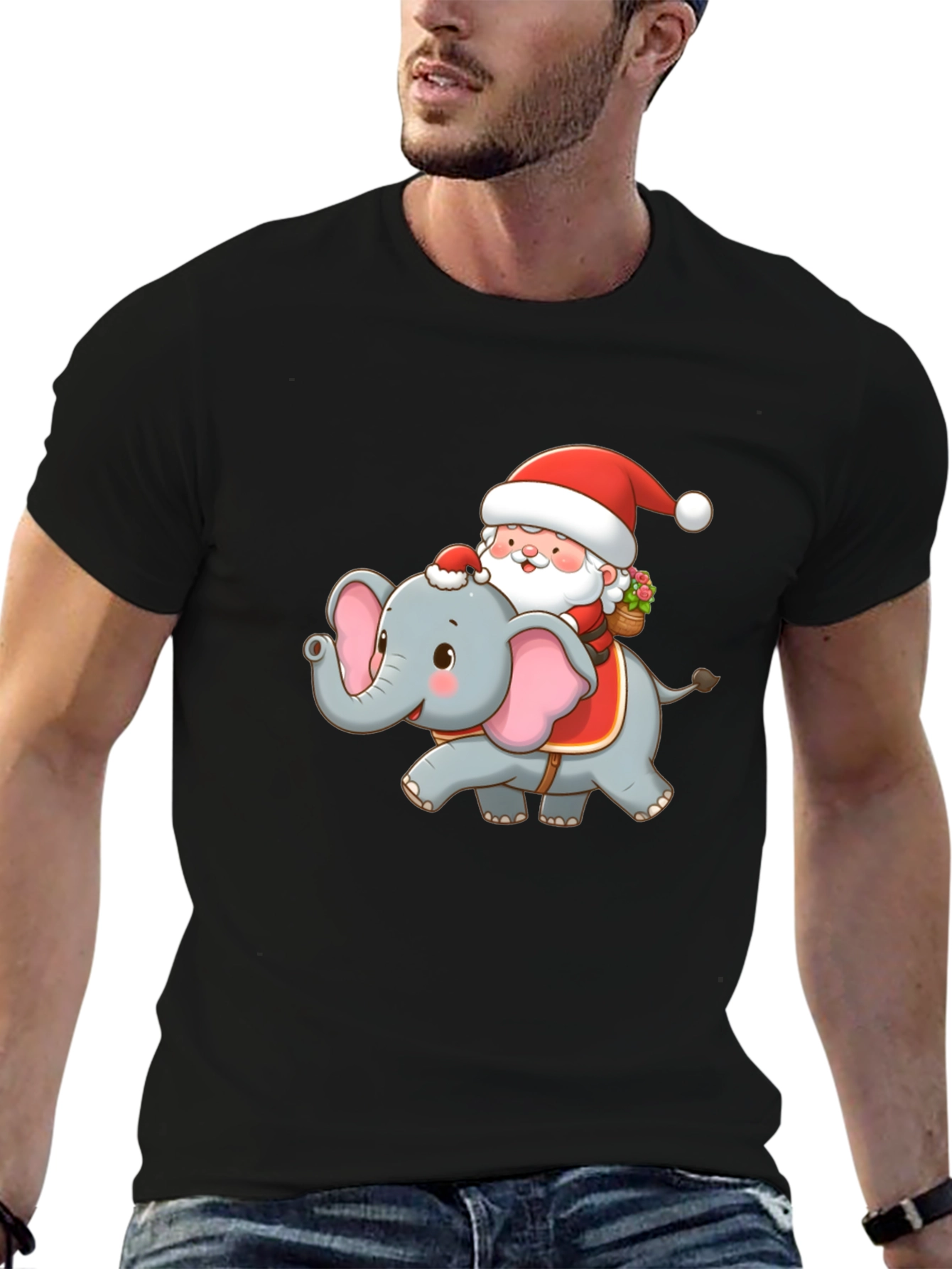 Santa Riding Elephant Graphic Tee