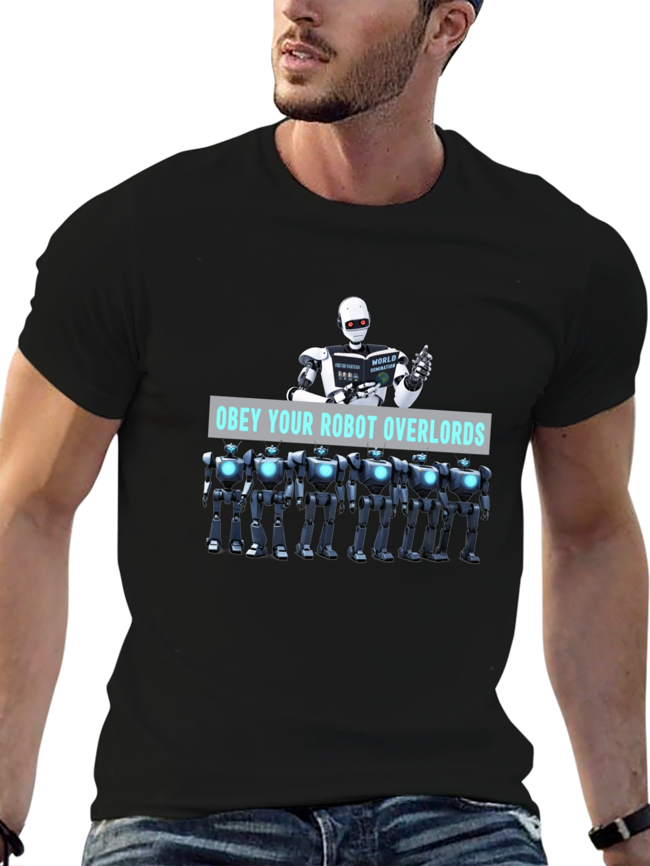 Obey Your Robot Overlords Black T-Shirt