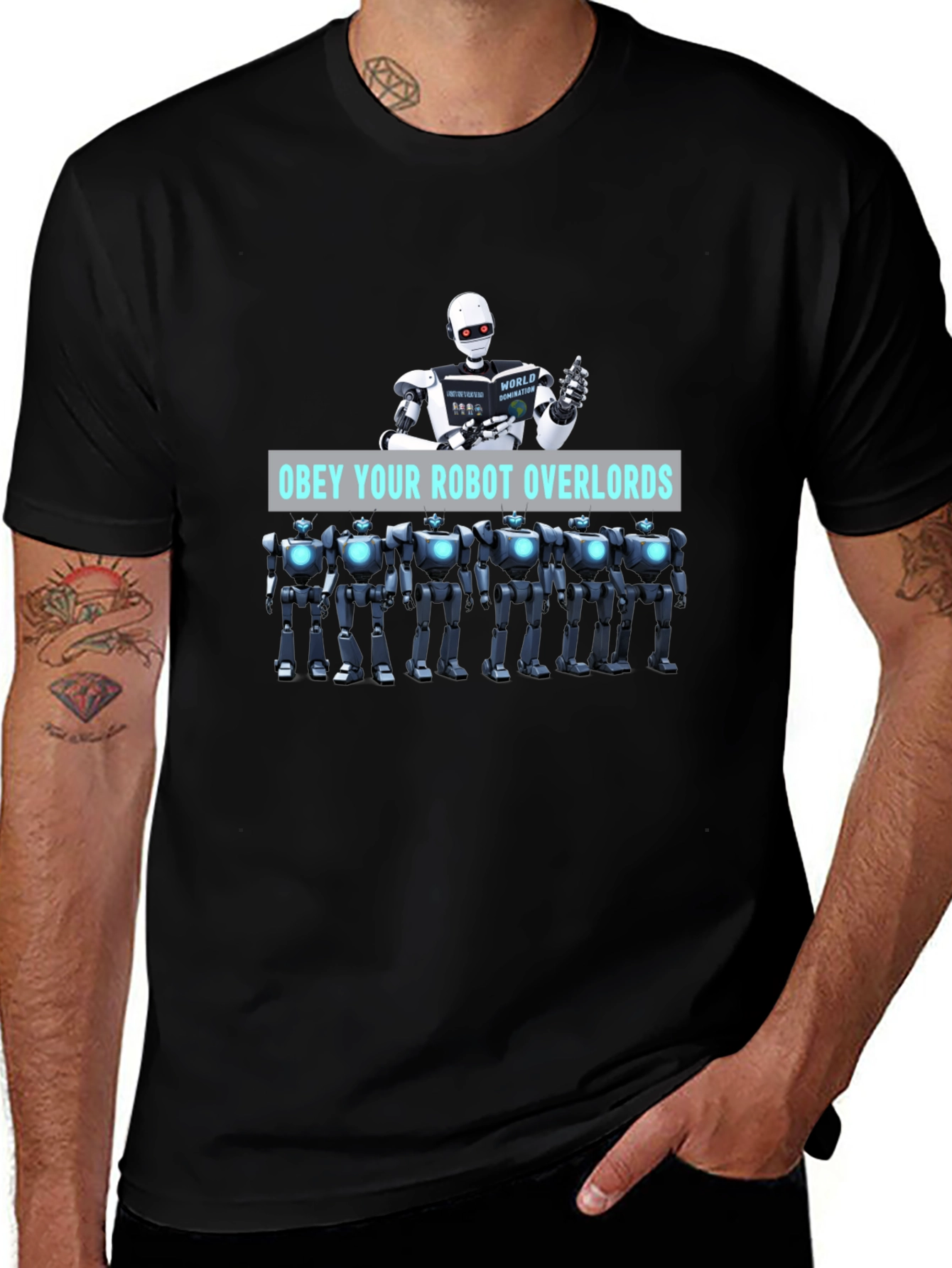 Obey Your Robot Overlords Black T-Shirt