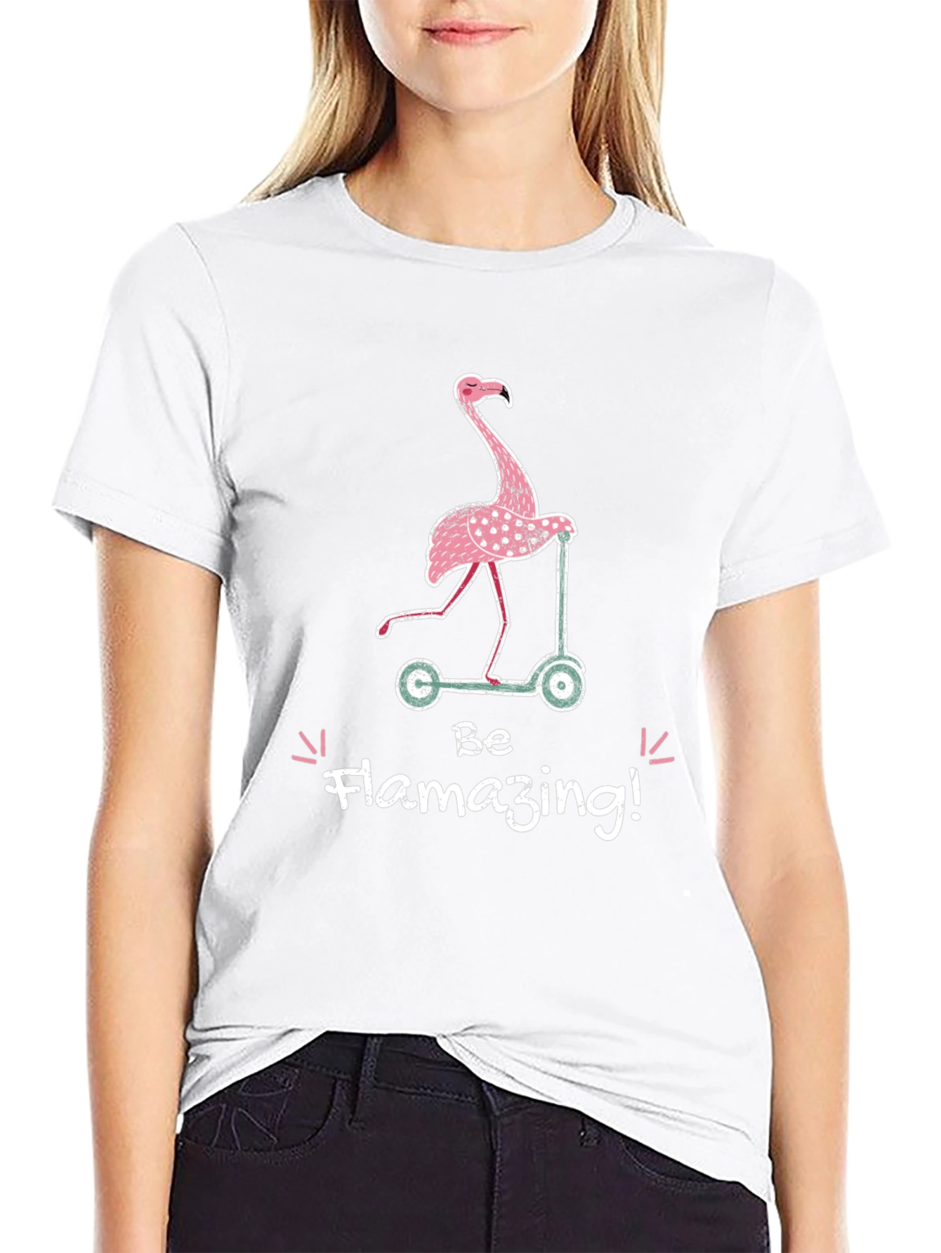 Flamazing Flamingo Scooter Graphic T-Shirt