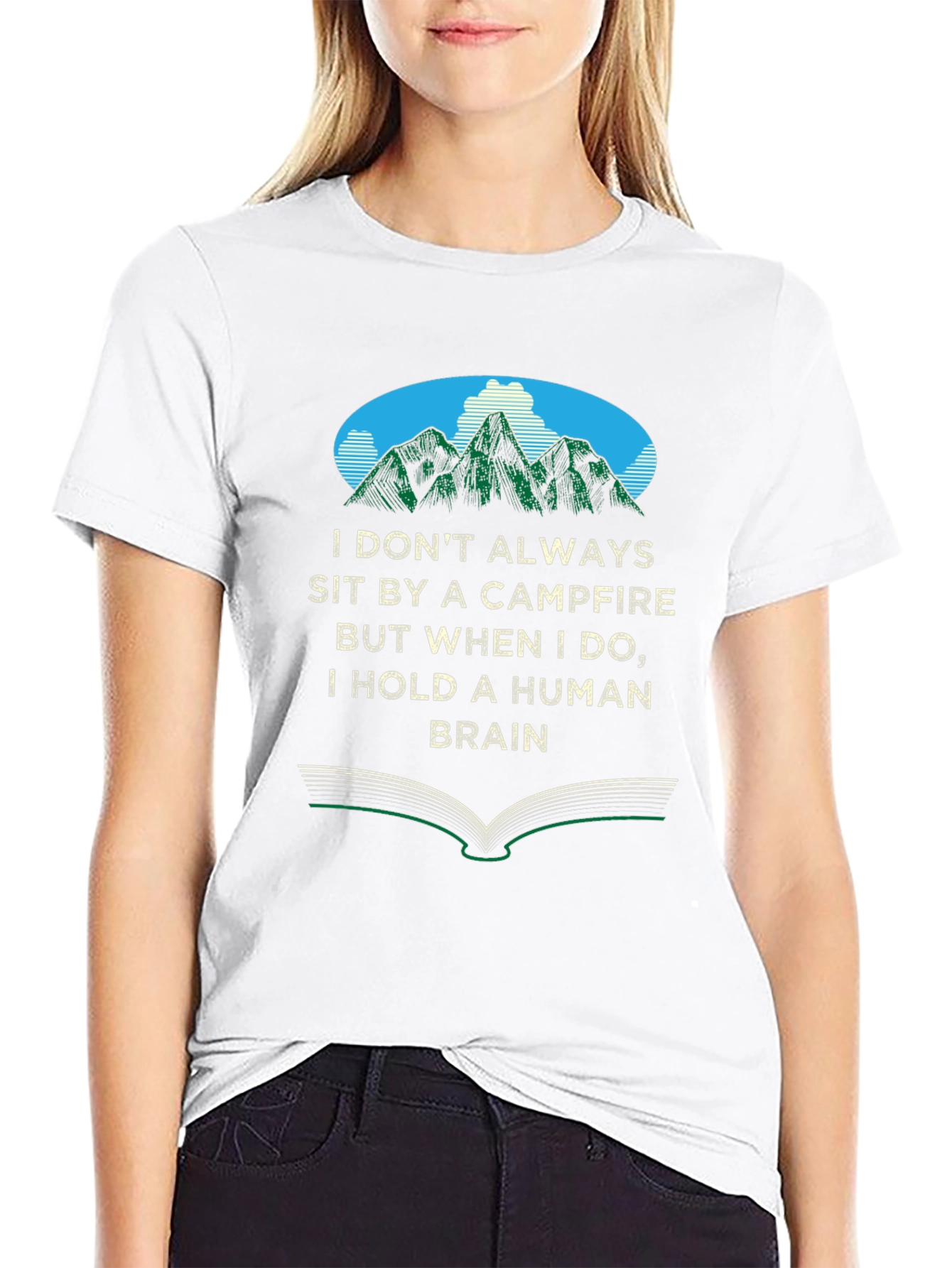 Campfire Human Brain Graphic Tee - Novelty T-Shirt