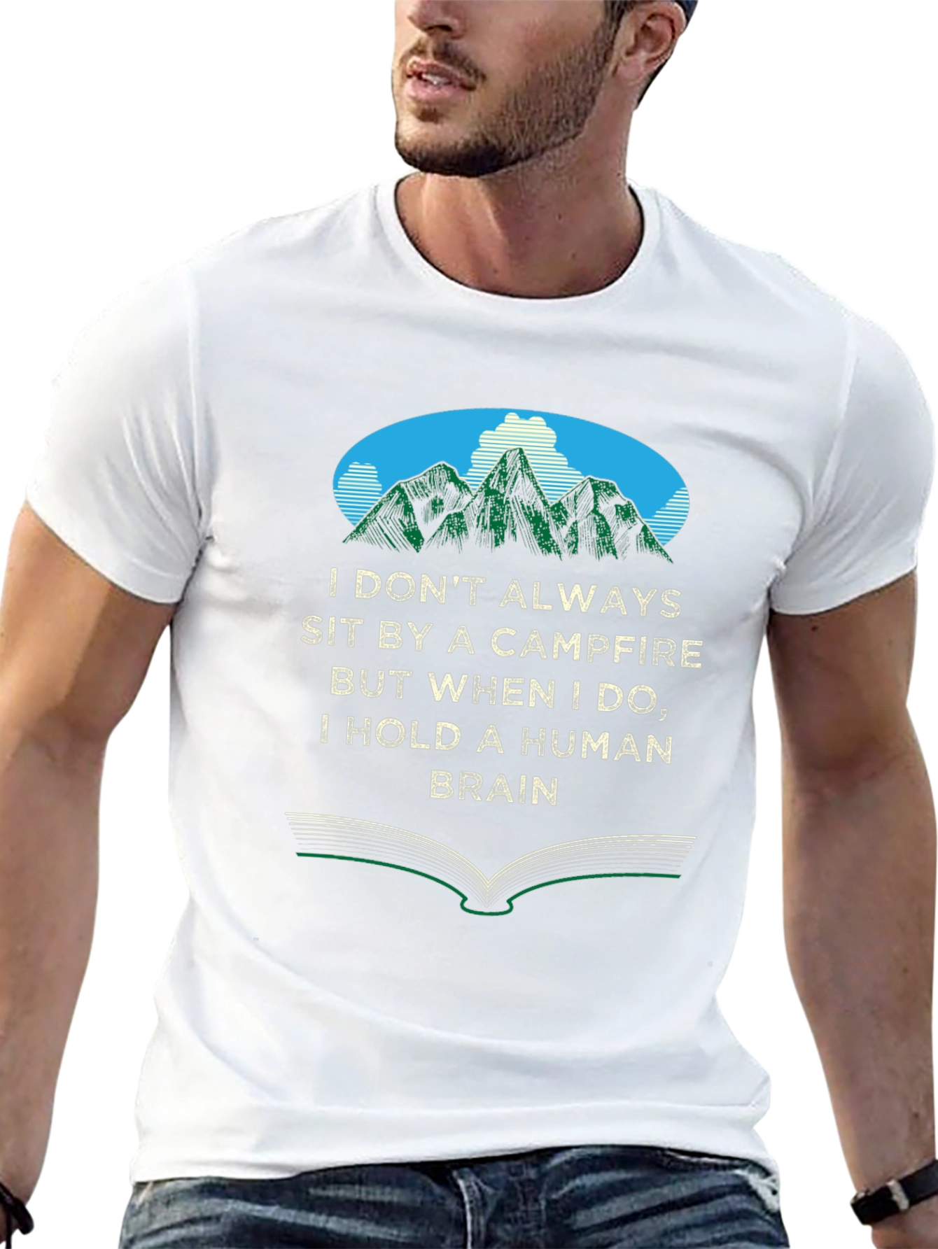 Campfire Human Brain Graphic Tee - Novelty T-Shirt