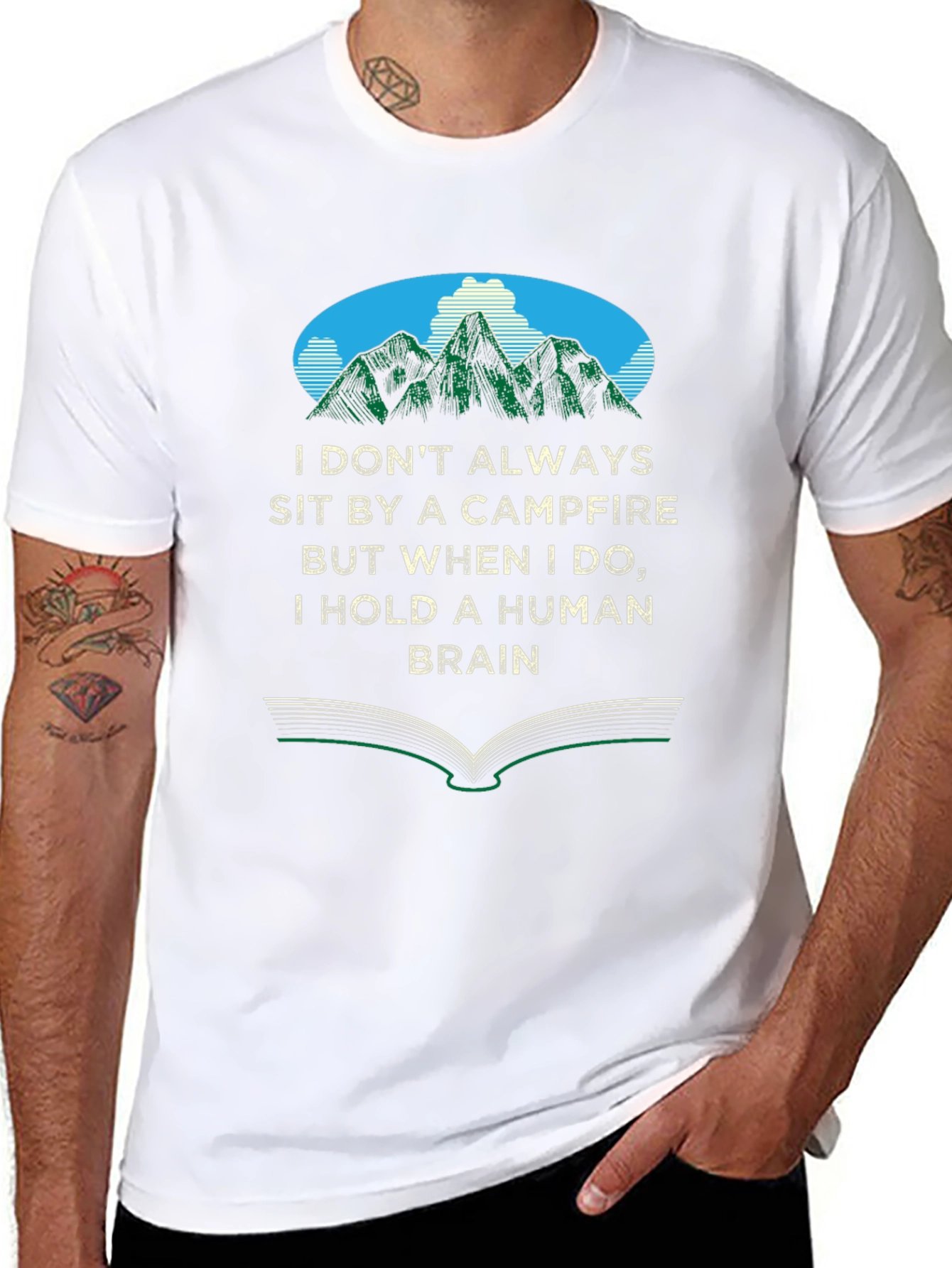 Campfire Human Brain Graphic Tee - Novelty T-Shirt